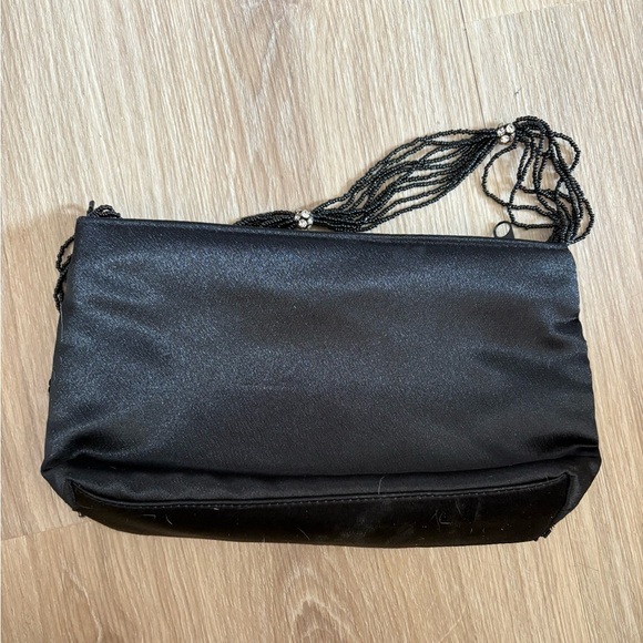 April Cornell Black Beaded Evening  Bag Purse – Floral Embellished Vintage - Picture 4 of 6
